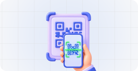 مشتری QR دریافت وام را اسکن می‌کند.